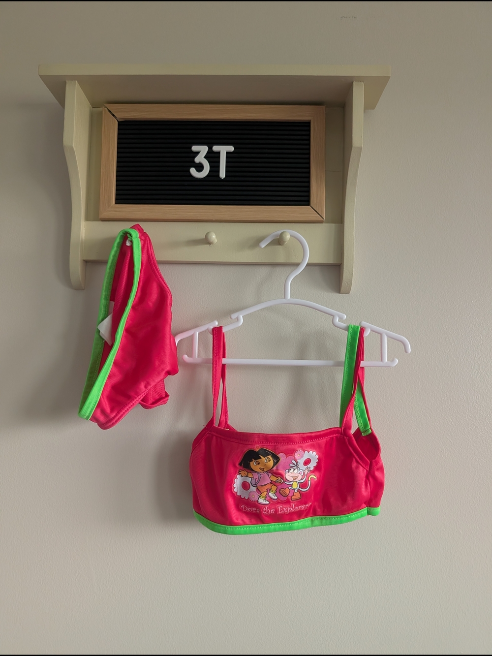 Hot Pink & Green Girls' Swim Top and Bottom Set